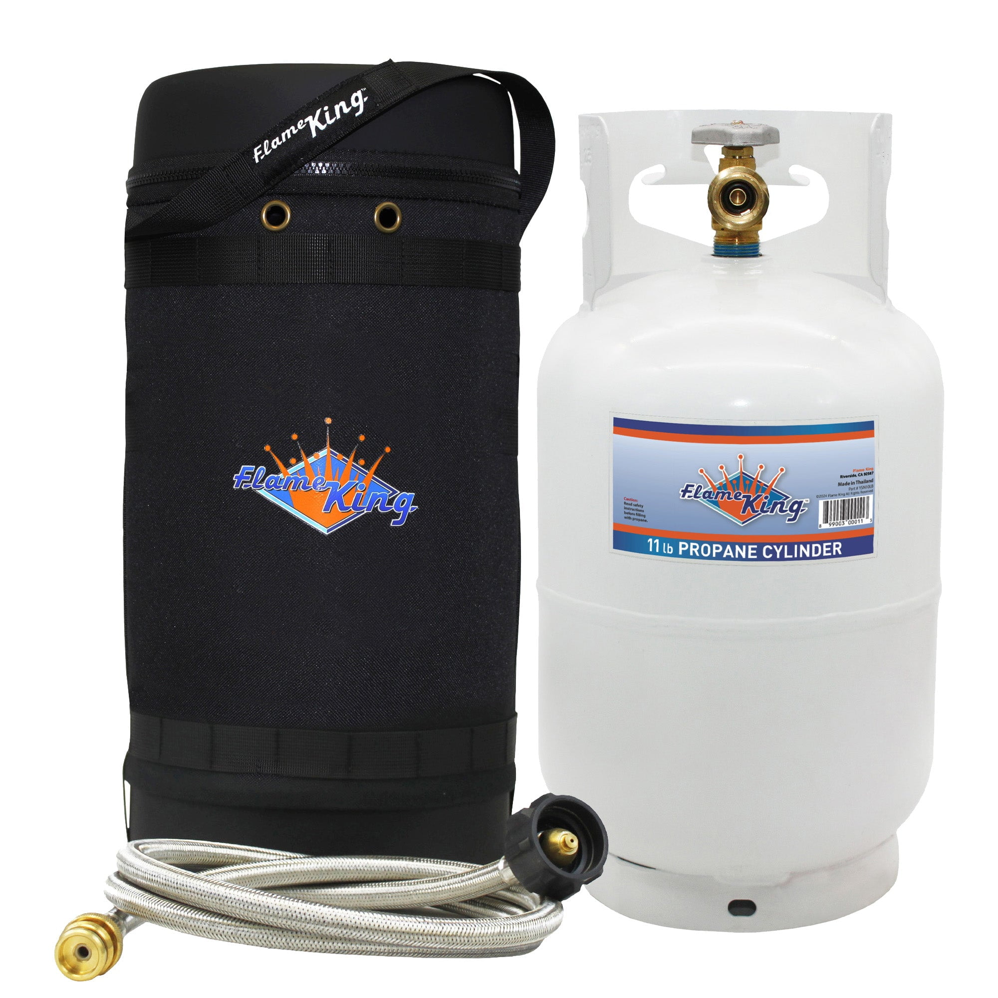 Flame King Gas Hauler Pro Kit Insulated Protective Carry Case, 10LB Propane Tank & 5ftAdapter Hose, 2.4 gal, 10" x 18"