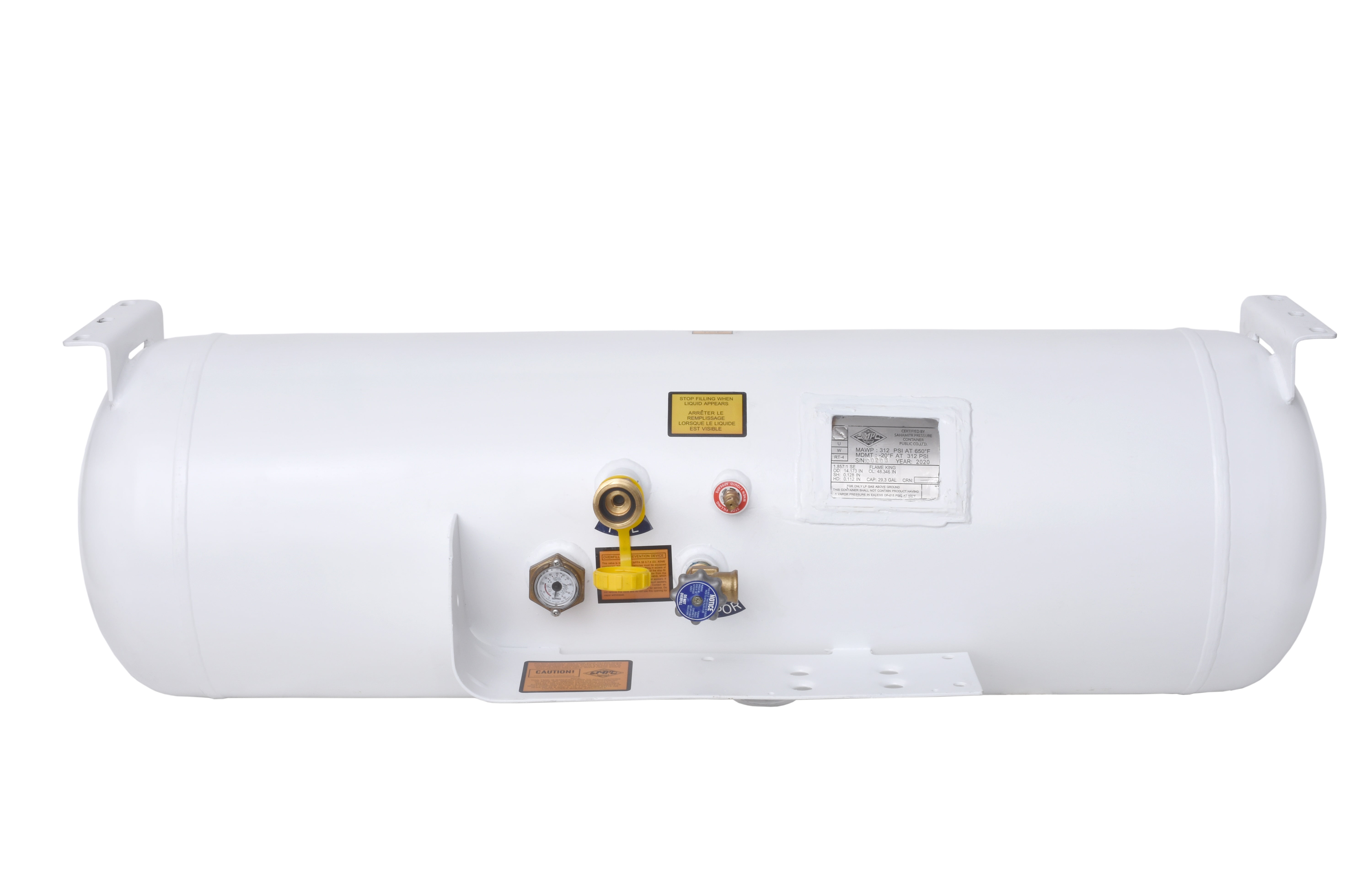 Flame King Horizontal ASME Propane Tank Cylinder for RVs, Vans, and Trailers, 29.3-Gallon, Steel
