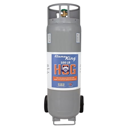 Flame King Horizontal and Vertical Propane Tank, LP Propane Cylinder with Dolly Cart Wheels, 100 lbs