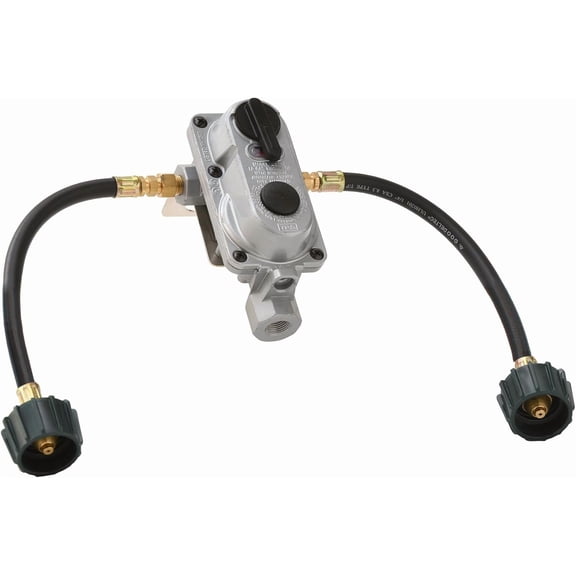Flame King (KT12ACR-2) 2-Stage Auto Changeover LP Propane Gas Regulator With Two 12 Inch Pigtails For RVs, Vans, Trailers