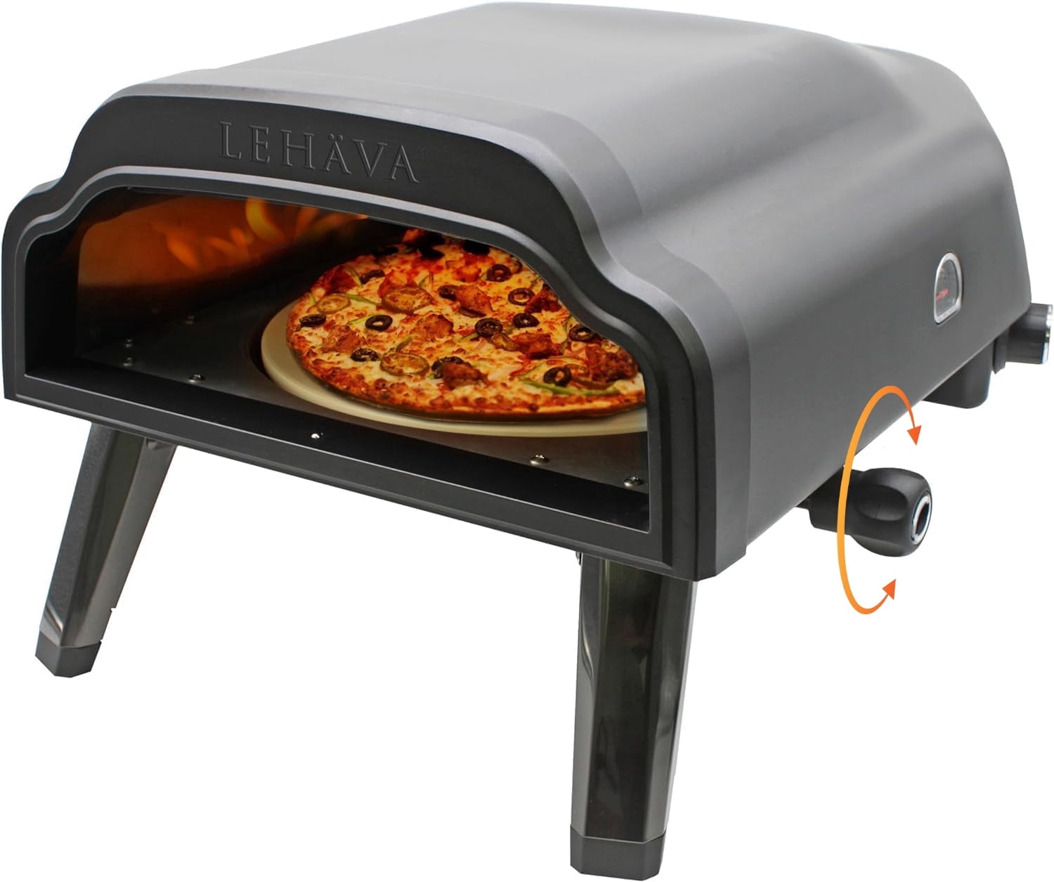 Flame King, Outdoor Propane Pizza Oven, Lehava 14-inch, Black