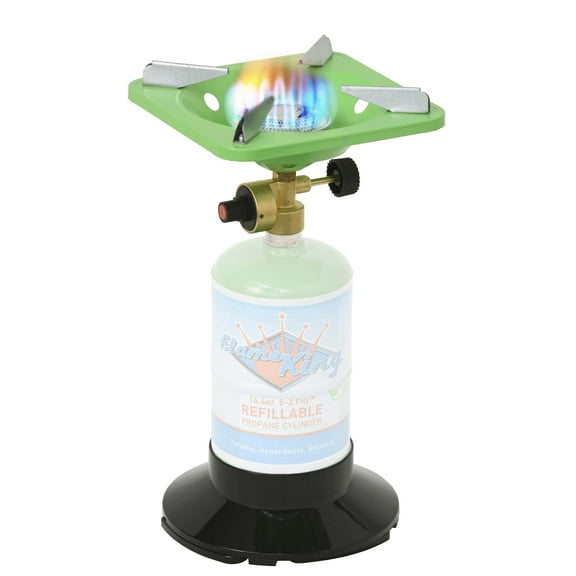 Flame King Portable Bottle Top Camping Stove with Stand for Outdoor Cooking & Backpacking, 10,000 BTU