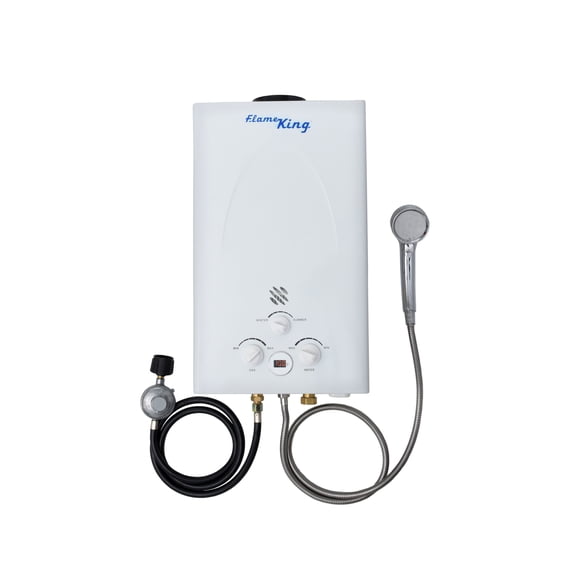 Flame King Portable Propane Tankless Outdoor Water Heater, Instant Hot Water, 68,000 Btu / 19.9kw, 2.64 Gpm, 10l, for Camping, Rv, Cabin