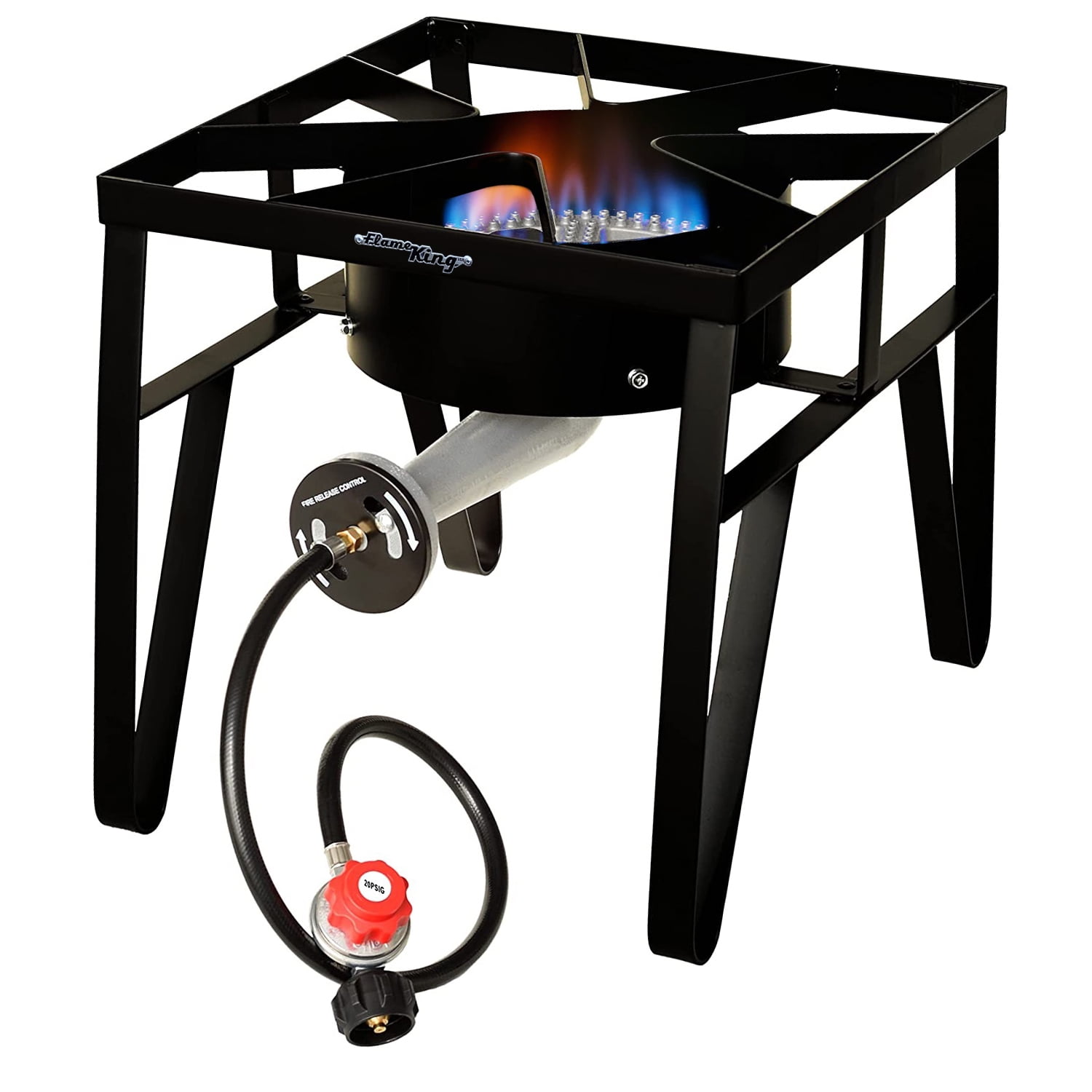 Single Propane Gas Burner Stove with Auto Ignition Tempered Glass Top Hose  & Regulator for Camping and Outdoor Cooking (One Burner)