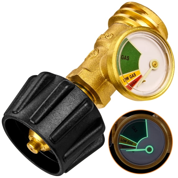 Flame King Propane Tank Gauge with Leak Detector and Glow in the Dark Dial