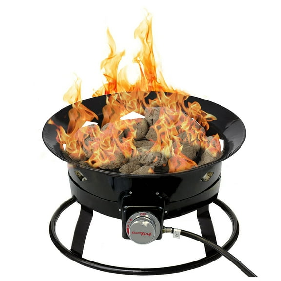 Flame King Portable Propane Fire Pit, 19 inch, Smokeless, Self-Igniting, 58,000 Btu