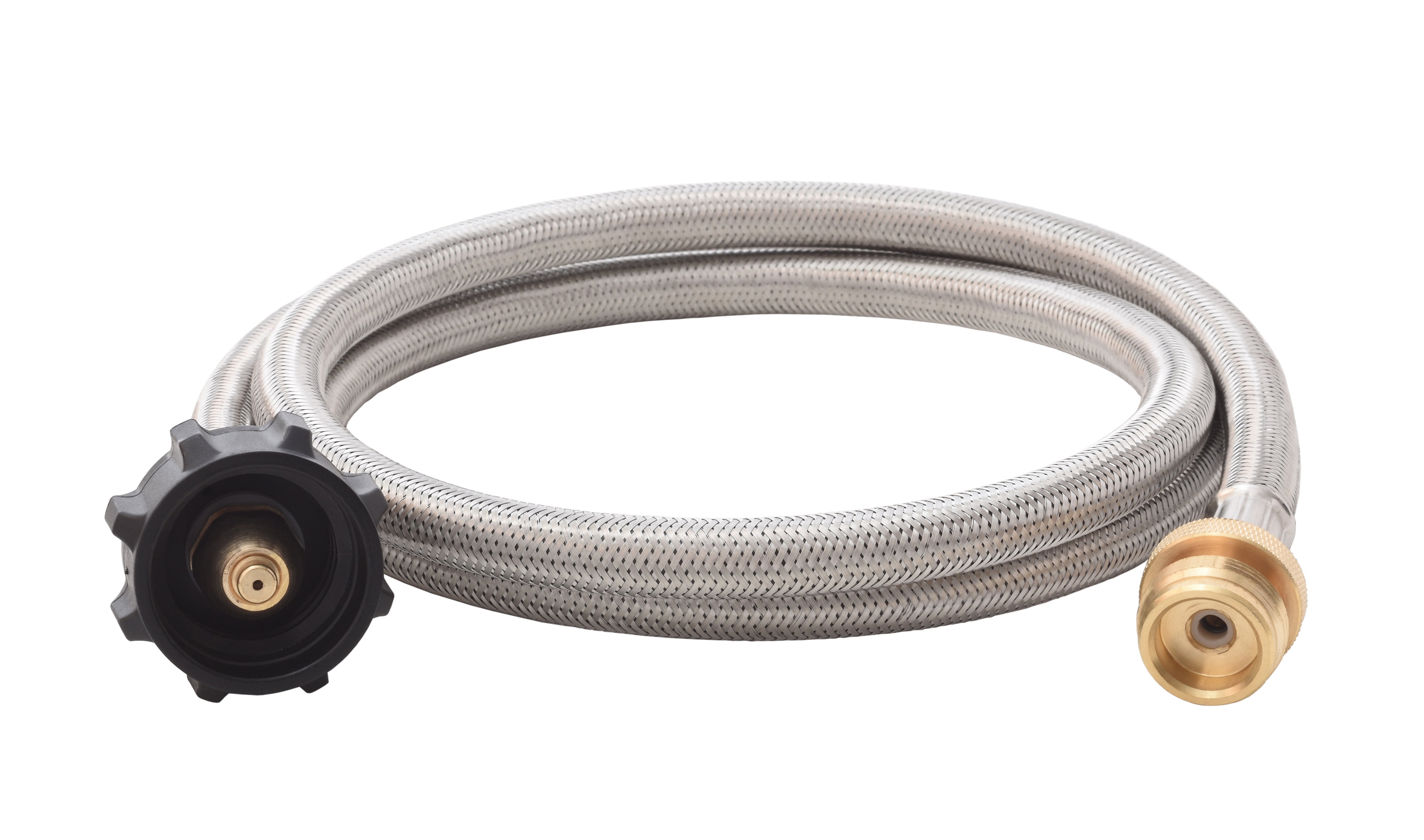 5-Foot Steel Braided Propane Adapter Hose with Brass Fittings