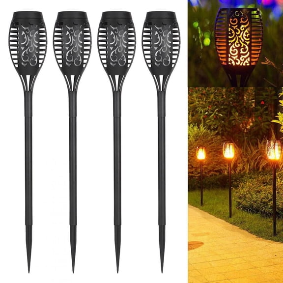 Flame Lamp,4PCS Solar Power Torch Shaped Flickering Flame Light Outdoor Garden Waterproof Yard Lamp