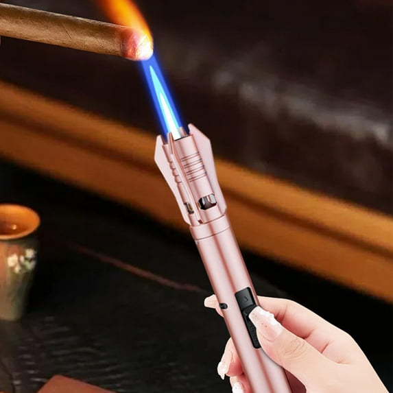Flame Lighter, Repertoireof Camping Outdoor Windproof Straight Flame Lighter, Bright Lighter with Safety Lock and Adjustable Red/Blue Flame for Kitchen Candles Campfires BBQ Baking, Camping