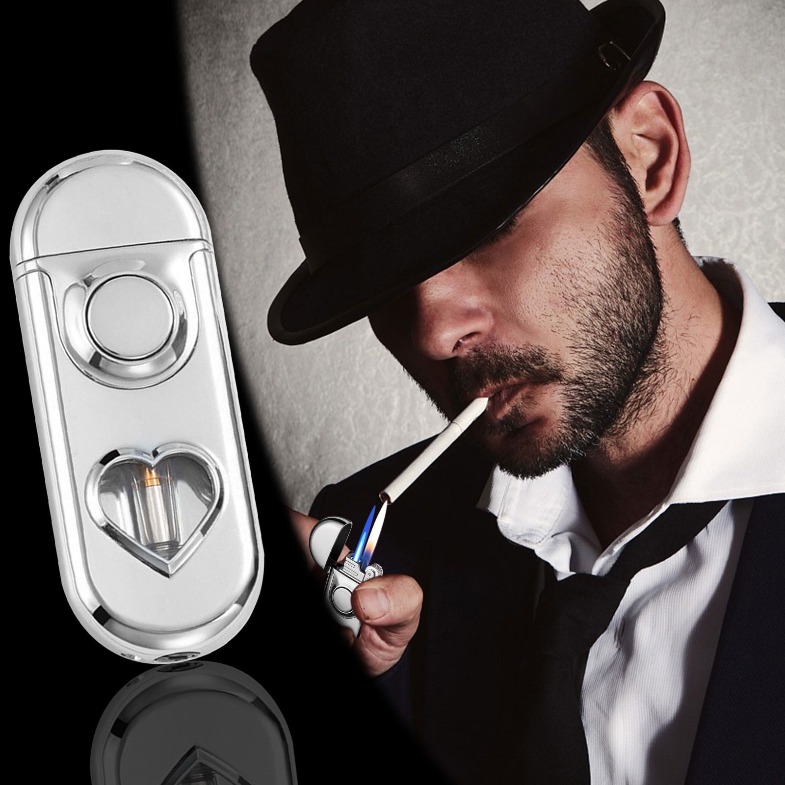 Flame Lighter, Windproof Flame Adjustable Rechargeable Portable Lighter