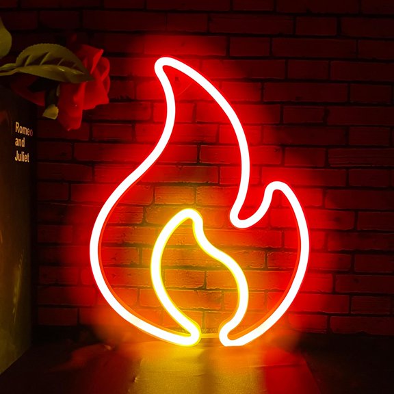 Flame Neon Sign Flame Led Light Sign Hanging Flames Shaped Light Wall Decor