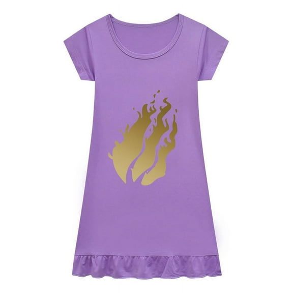 Flame Nightshirt for Girls – Short Sleeve Pajama Dress – Soft Kids Sleepwear Inspired by Preston Cartoon Style