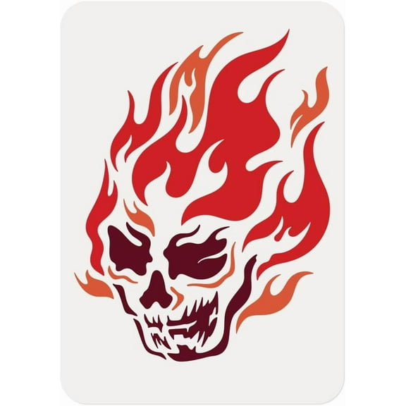 Flame Painting Stencil 11.7 x 8.3 Inch Drawing DIY Craft Reusable Plastic A4 Size Stencil for Painting on Motorcycle CarT-Shirt or Wood Wall Canvas colorful