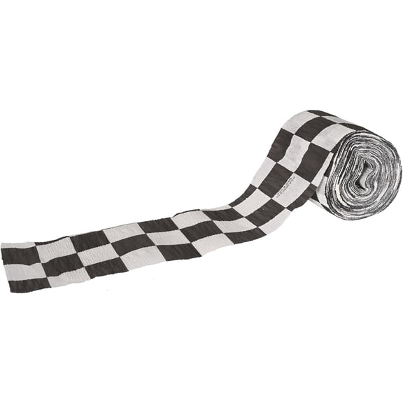 Flame Resistant Checkered Crepe Streamer Black/White