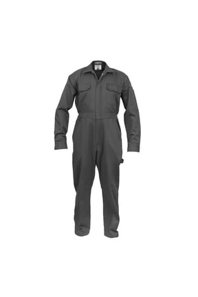 Flame Resistant FR Coverall - 88% Cotton/12% Nylon, Fire Retardant, Lightweight, Arcflash, HRC Certified (Large, Grey)