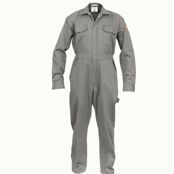 Flame Resistant FR Coverall - 88% C / 12% Nylon (Large, Light Grey)