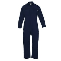 Flame Resistant FR Coverall - 88% C / 12% Nylon (Large, Navy Blue)