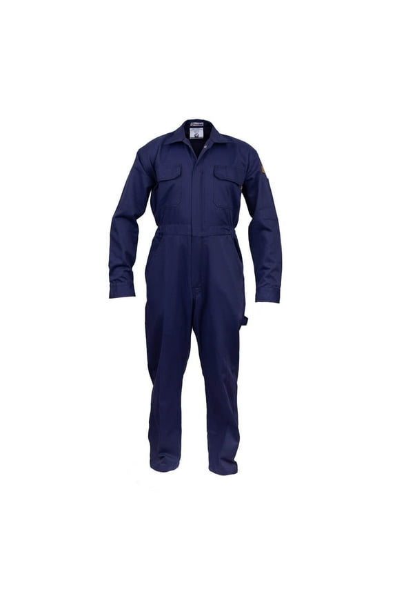 Flame Resistant FR Coverall - 88% C / 12% Nylon (Small, Navy Blue)