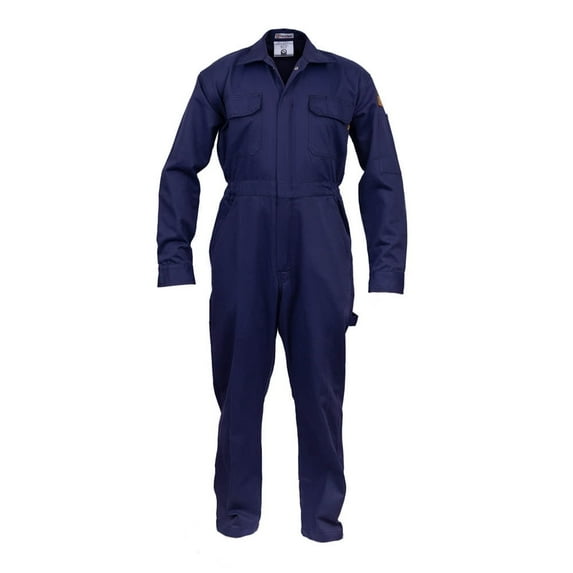Flame Resistant FR Coverall - 88% C / 12% Nylon (X-Large, Navy Blue)