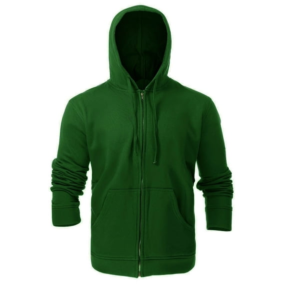 Flame Resistant FR Fleece Hoodies Zip-Up Sweater - 100%C - 12 oz - Bottle Green Color - Size: 2XL
