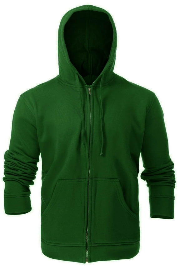 Flame Resistant FR Fleece Hoodies Zip-Up Sweater - 100%C - 12 oz - Bottle Green Color - Size: 2XL