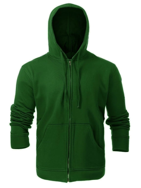 Flame Resistant FR Fleece Hoodies Zip-Up Sweater - 100%C - 12 oz - Bottle Green Color - Size: X-Large