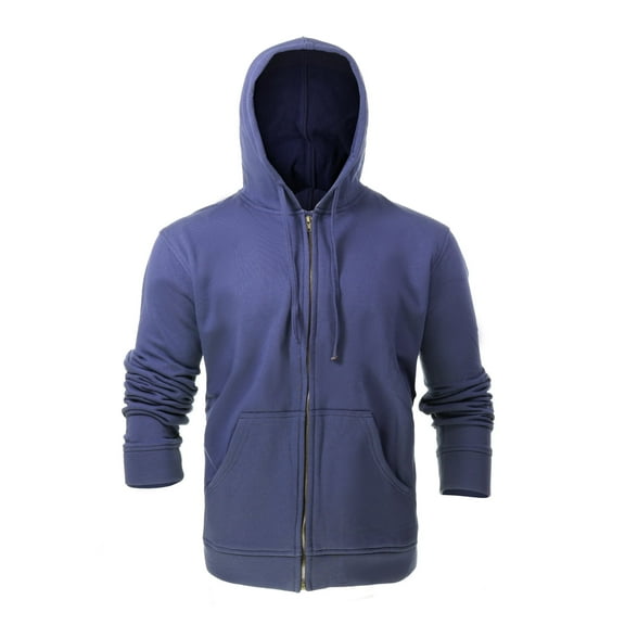 Flame Resistant FR Fleece Hoodies Zip-Up Sweater - 100%C - 12 oz - Navy Blue Color - Size: 4XL