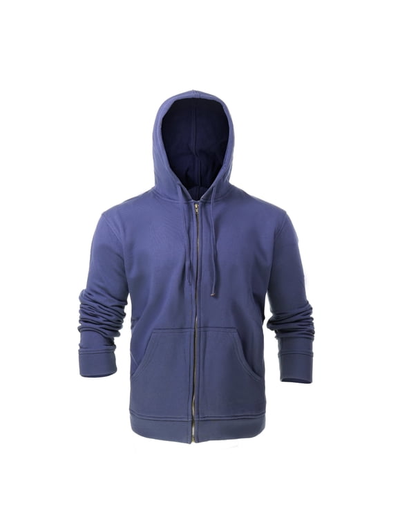 Flame Resistant FR Fleece Hoodies Zip-Up Sweater - 100%C - 12 oz - Navy Blue Color - Size: Large