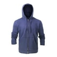thumbnail image 1 of Flame Resistant FR Fleece Hoodies Zip-Up Sweater - 100%C - 12 oz - Navy Blue Color - Size: Large, 1 of 4
