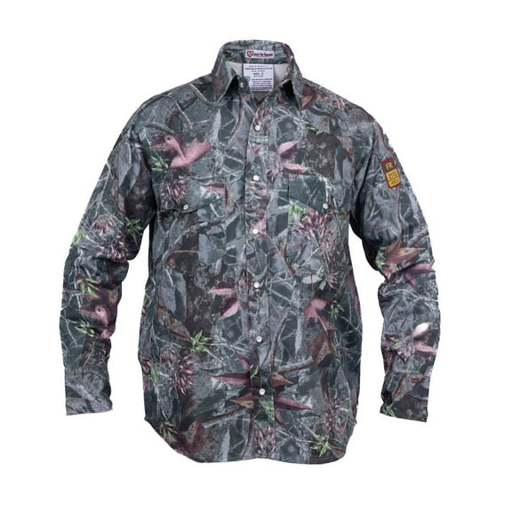 Flame Resistant FR Forest Camouflage Shirt - 100% C - 7 oz (2X-Large, Forest Camouflage)