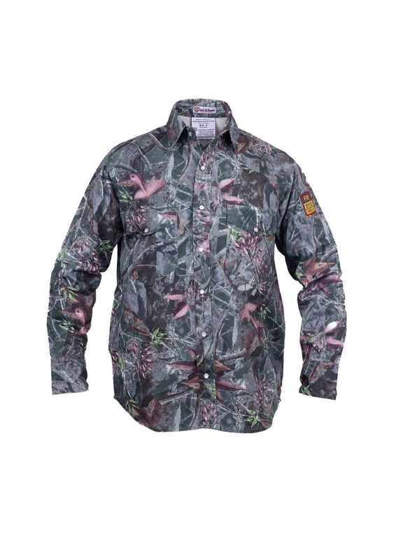 Flame Resistant FR Forest Camouflage Shirt - 100% C - 7 oz (Medium, Forest Camouflage)