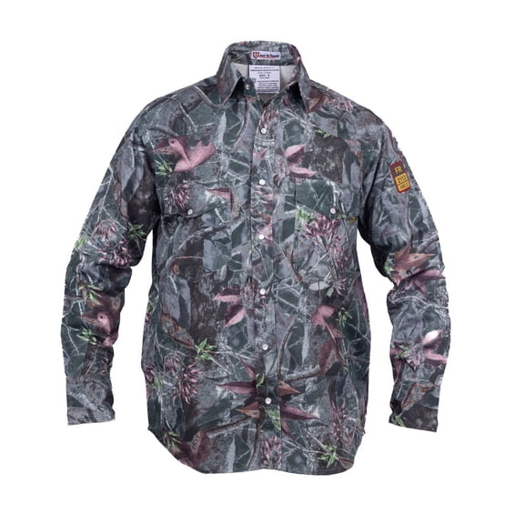 Flame Resistant FR Forest Camouflage Shirt - 100% C - 7 oz (Small, Forest Camouflage)