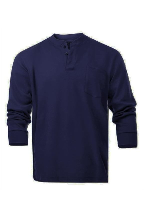 Flame Resistant FR Henley Style T-Shirts (2X-Large, Navy Blue)