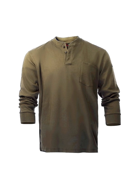 Flame Resistant FR Henley Style T-Shirts (4X-Large, Khaki)