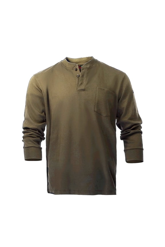 Flame Resistant FR Henley Style T-Shirts (4X-Large, Khaki)