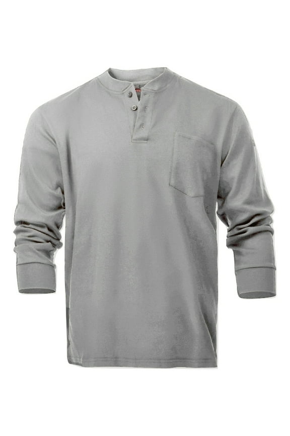 Flame Resistant FR Henley Style T-Shirts (4X-Large, Light Grey)