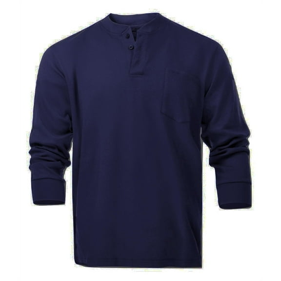 Flame Resistant FR Henley Style T-Shirts (4X-Large, Navy Blue)