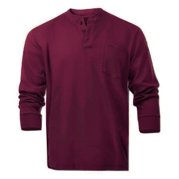 Flame Resistant FR Henley Style T-Shirts (Medium, Maroon)