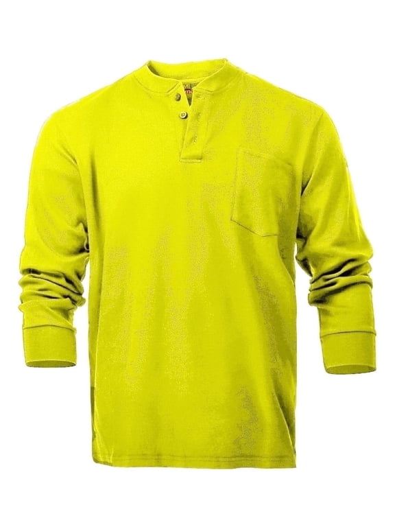 Flame Resistant FR Henley Style T-Shirts (Small, Yellow)