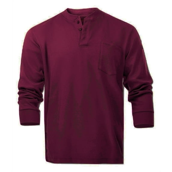 Flame Resistant FR Henley Style T-Shirts (X-Large, Maroon)
