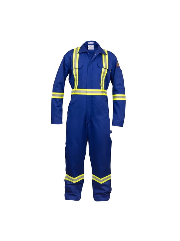 Flame Resistant FR High Visibility Hi Vis Coverall - 88% C/12% N (2X-Large, Royal Blue)