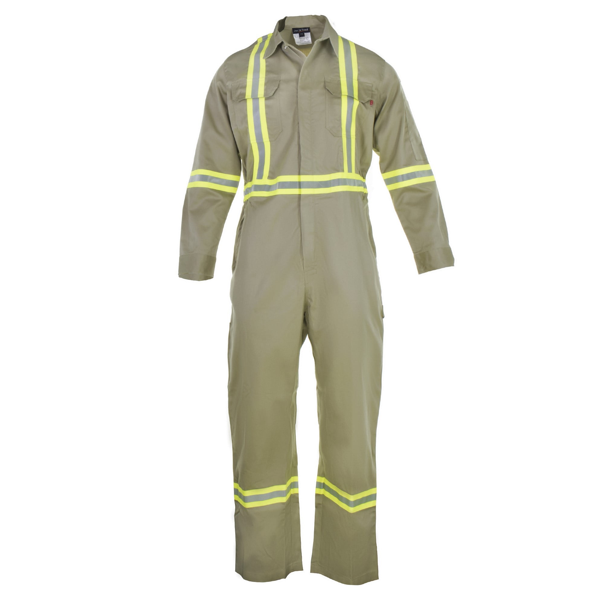 Flame Resistant FR High Visibility Hi Vis Coverall - 88% C/12% N (Medium,  Khaki)