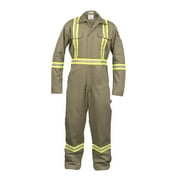 Flame Resistant FR High Visibility Hi Vis Coverall - 88% C/12% N Small, Khaki