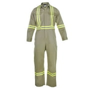 Flame Resistant FR High Visibility Hi Vis Coverall - 88% C/12% N (X-Large, Khaki)