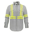thumbnail image 1 of Flame Resistant FR High Visibility Hi Vis Shirt - 88% C/12% N - 7oz (Medium, Grey), 1 of 1