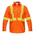 thumbnail image 1 of Flame Resistant FR High Visibility Hi Vis Shirt - 88% C/12% N - 7oz (Small, Orange), 1 of 2