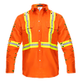 thumbnail image 1 of Flame Resistant FR High Visibility Hi Vis Shirt - 88% C/12% N - 7oz (X-Large, Orange), 1 of 5