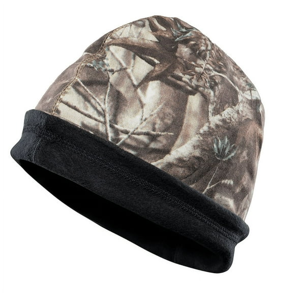 Flame Resistant FR Reversible Beanie Caps - Forest Camo / Black - 100%C - 16 oz - Large