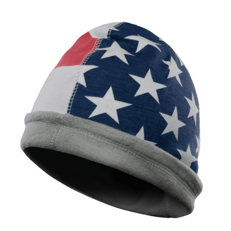 Flame Resistant FR Reversible Beanie Caps US Flag Light Grey 100 C 16 oz Small