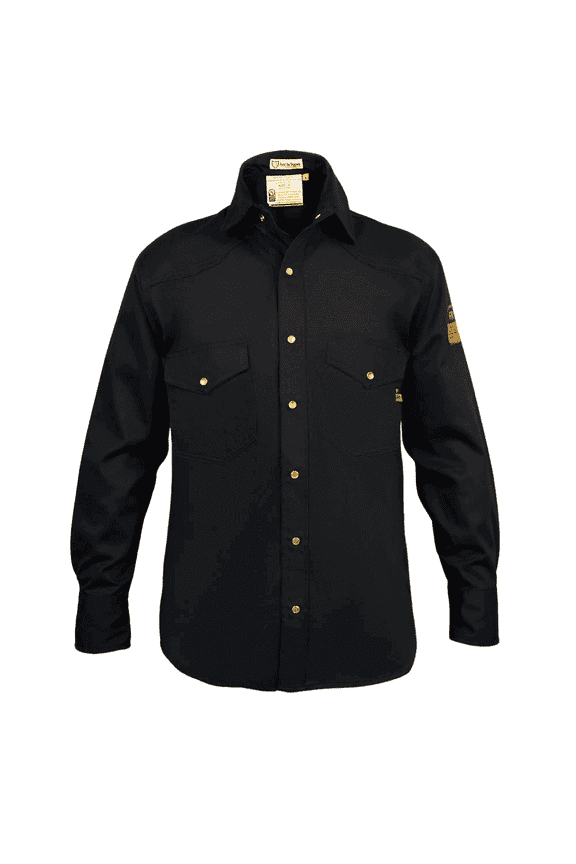 Flame Resistant FR Shirt - 100% Cotton Lightweight, Large, Black